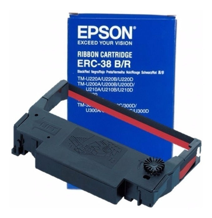 Pack 10 Cintas De Nailon Para Impresora Bixolon SRP 270/275 - Negro Y Rojo, Compatibles Con ERC-38 B/R, ERC-30, ERC-34